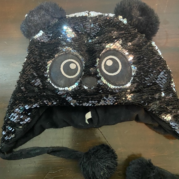 Hobby Lobby Other - hobby lobby unisex kids silver black sequine panda bear hat